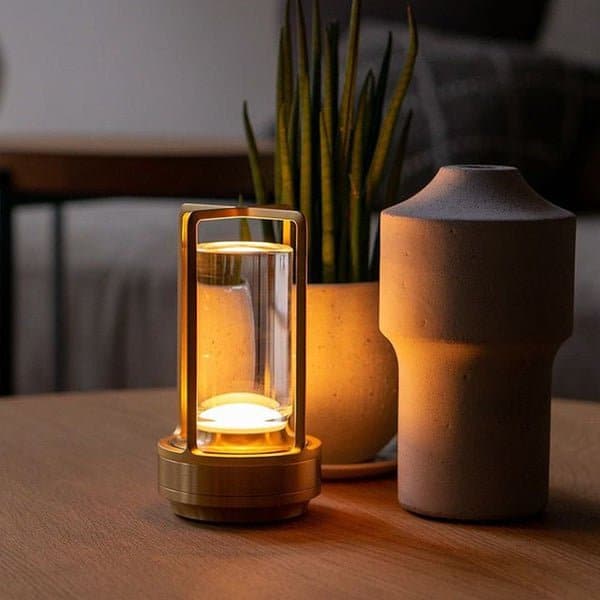 Modern Lantern Rechargeable Cordless Crystal Table Lamp